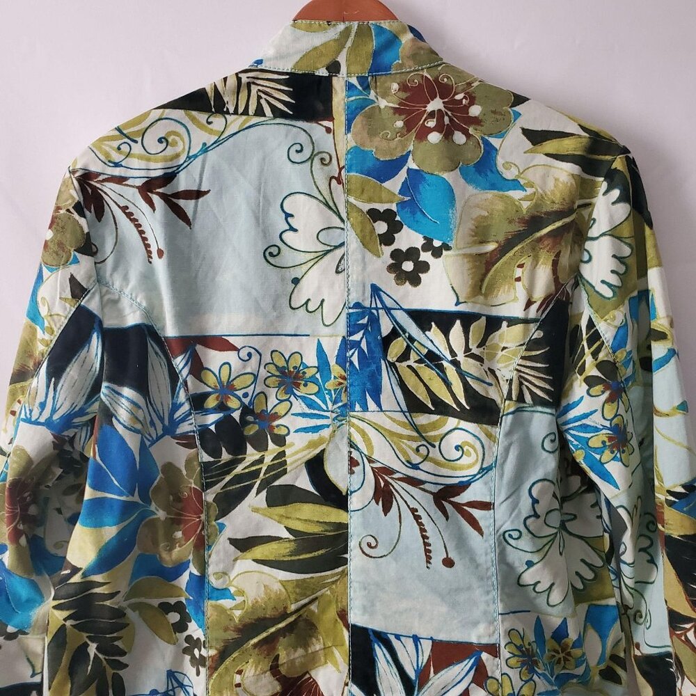 Chico's Women's Multi-Color Floral Patchwork Zip Front Jacket Size 1/Medium (8) - Picture 5 of 10